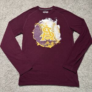 Adidas Arizona State Baseball Long Sleeve Athletic T-Shirt Mens M Burgandy